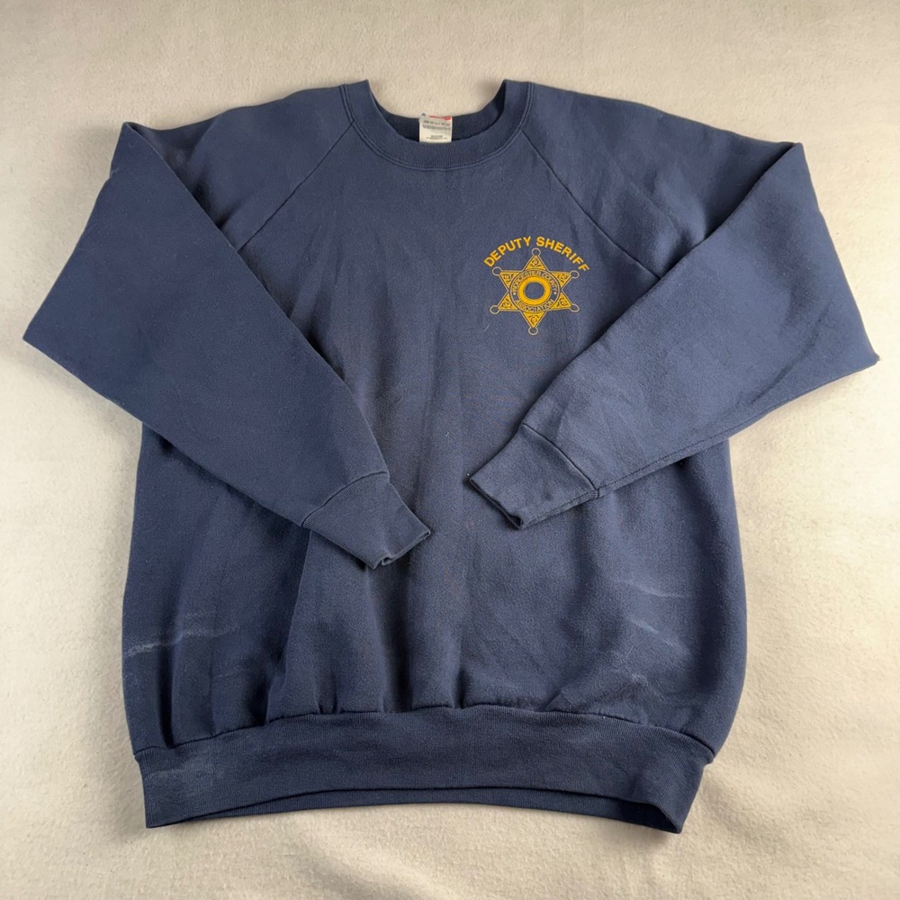 Vintage Fruit of the Loom Deputy Sheriff Sweatshirt Navy Blue XL Made in USA